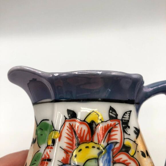 Lusterware Creamer Pitcher Hand Painted Floral - Picture 2 of 10